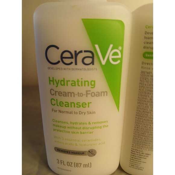 (2)CeraVe Hydrating Facial Cleanser Hyaluronic Acid for Normal to Dry Skin 3oz - Picture 9 of 10